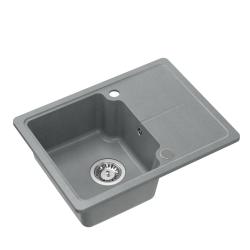 Fregadero Quadri Kendal de granito gris 58x44cm con escurridor 1208967404