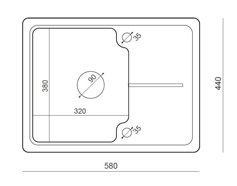 Fregadero Quadri Kendal de granito gris 58x44cm con escurridor 1208967404