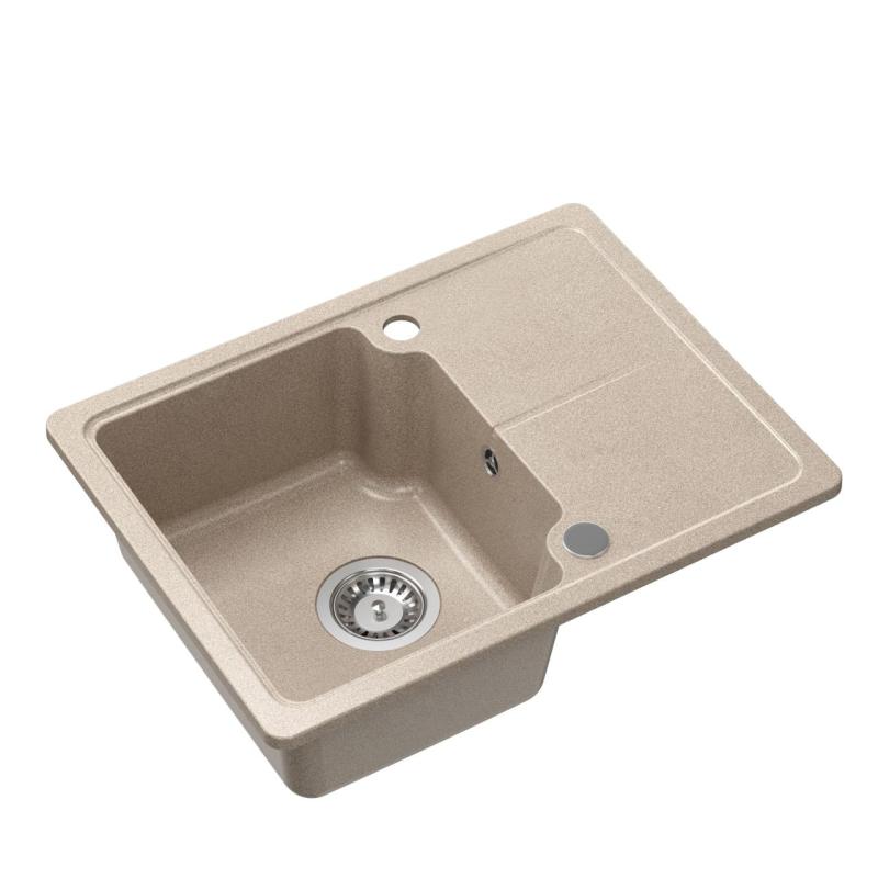 Fregadero Quadri Kendal beige arena granito 58x44cm con escurridor 1208967405