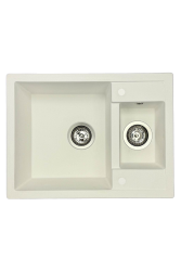 GraniteMy Smart extra poco profundo fregadero de granito blanco de montaje superior de 1,5 senos 58x44cm 1208967418
