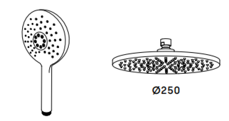 Waterevolution Flow combinación de ducha con rociador de lluvia mate blanco 250mm T141NR25BR