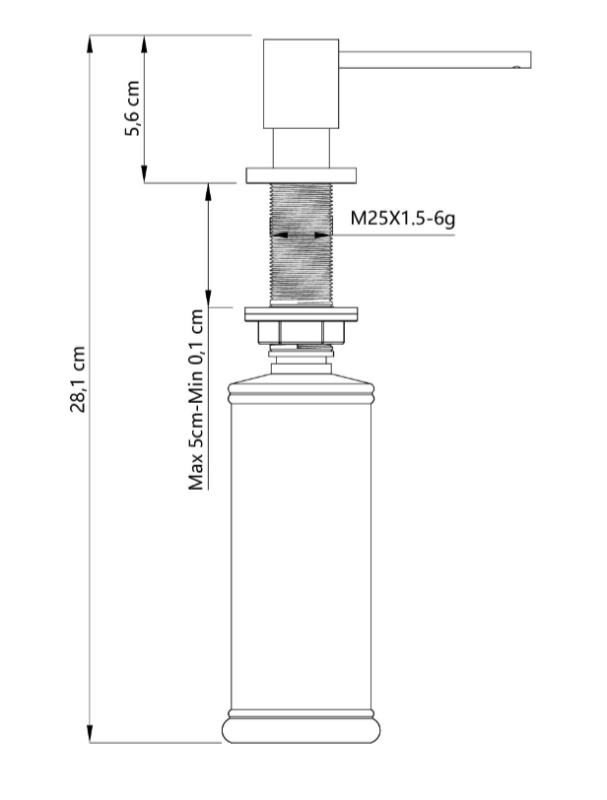 Quadri Luxor Dispensador de Jabón Empotrado de Cobre, Recargable desde Arriba 1208967510