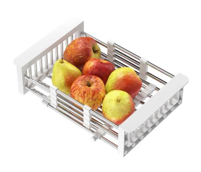 Quadri Universal extendable insert drainer basket stainless steel with white handles 225mm wide 1208967542