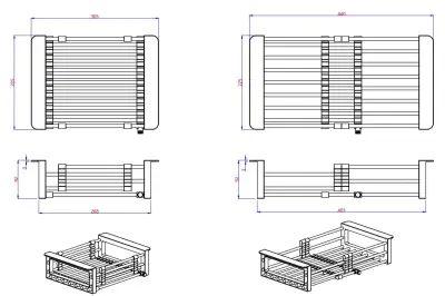 Quadri Universal extendable insert drainer basket stainless steel with grey handles 225mm wide 1208967543