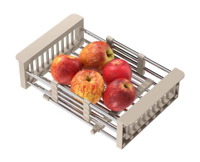 Quadri Universal extendable insert drainer basket stainless steel with beige handles 225mm wide 1208967544