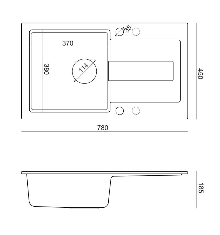 Cuadro Sutton fregadero sobre encimera de granito beige arena 78x45cm con escurridor reversible con tapón beige 1208967579