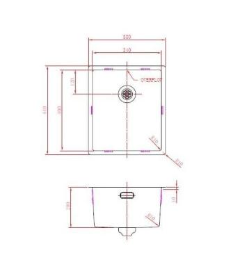 Pure.Sink Prestige sink 34x40 cm PVD Gold 10mm radius undermount, flush mount, and top mount PPG3440-60