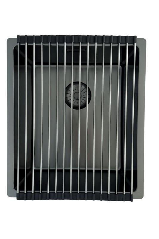 Fregadero Pure.Sink Prestige PVD gun metal 34x40 cm radio de 10 mm para instalación bajo encimera, a ras y sobre encimera PPG3440-61.