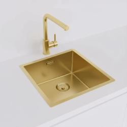 Fregadero Pure.Sink Prestige de 40x40 cm PVD Oro, radio de 10 mm, instalación bajo encimera, a ras de encimera y sobre encimera PPG4040-60.