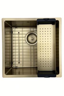 Pure.Sink Prestige sink 40x40 cm PVD Gold 10mm radius undermount, flush mount, and top mount PPG4040-60