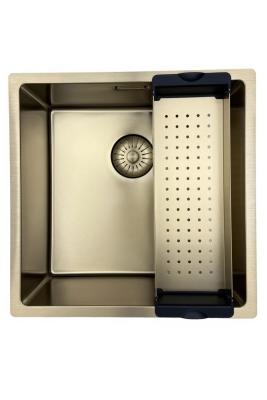 Pure.Sink Prestige sink 40x40 cm PVD Gold 10mm radius undermount, flush mount, and top mount PPG4040-60