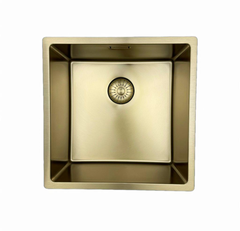 Fregadero Pure.Sink Prestige de 40x40 cm PVD Oro, radio de 10 mm, instalación bajo encimera, a ras de encimera y sobre encimera PPG4040-60.