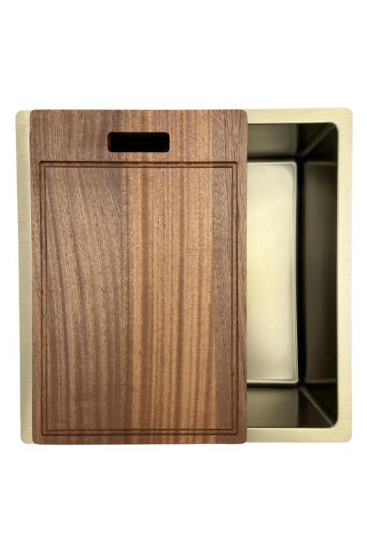 Fregadero Pure.Sink Prestige de 40x40 cm PVD Oro, radio de 10 mm, instalación bajo encimera, a ras de encimera y sobre encimera PPG4040-60.