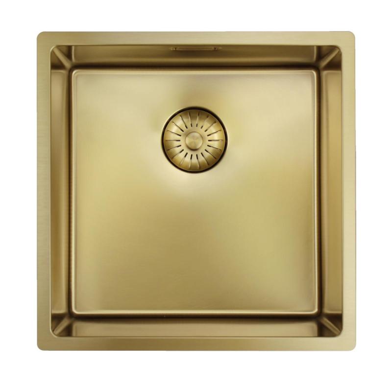 Fregadero Pure.Sink Prestige de 40x40 cm PVD Oro, radio de 10 mm, instalación bajo encimera, a ras de encimera y sobre encimera PPG4040-60.