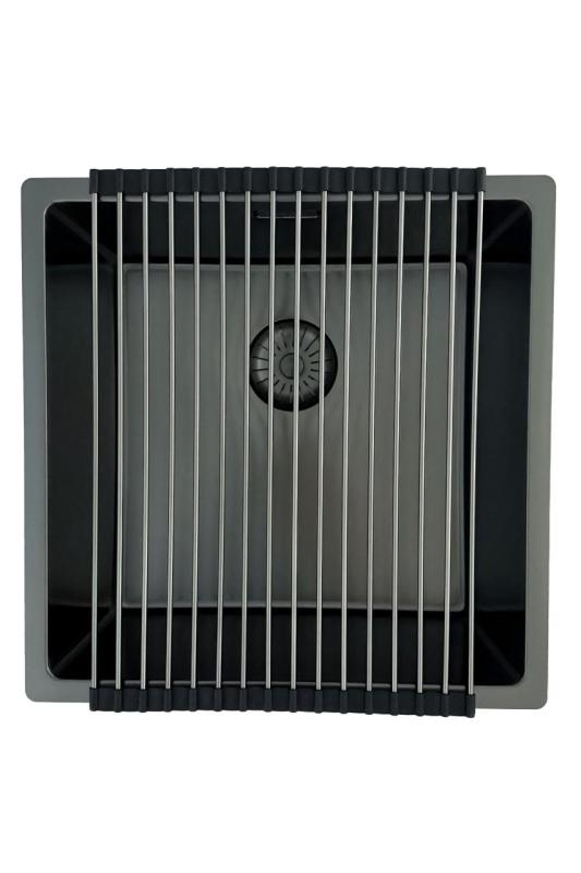 Lavabo Pure.Sink Prestige de 40x40 cm PVD Gun Metal con un radio de 10 mm para instalación bajo encimera, a ras de encimera y sobre encimera PPG4040-61.