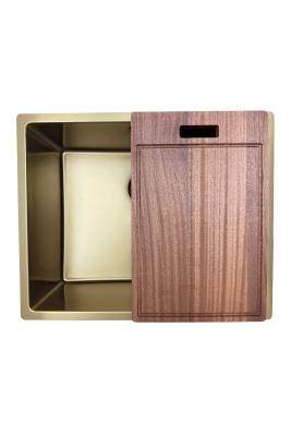 Pure.Sink Prestige sink 50x40 cm PVD Gold 10mm radius undermount, flush mount, and top mount PPG5040-60.