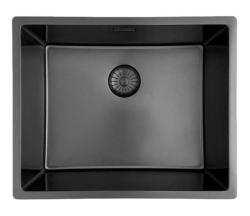 Fregadero Pure.Sink Prestige 50x40 cm PVD Gun Metal radio 10mm para instalación bajo encimera, a ras de encimera y sobre encimera PPG5040-61.