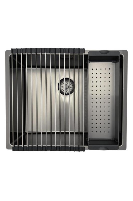 Fregadero Pure.Sink Prestige 50x40 cm PVD Gun Metal radio 10mm para instalación bajo encimera, a ras de encimera y sobre encimera PPG5040-61.