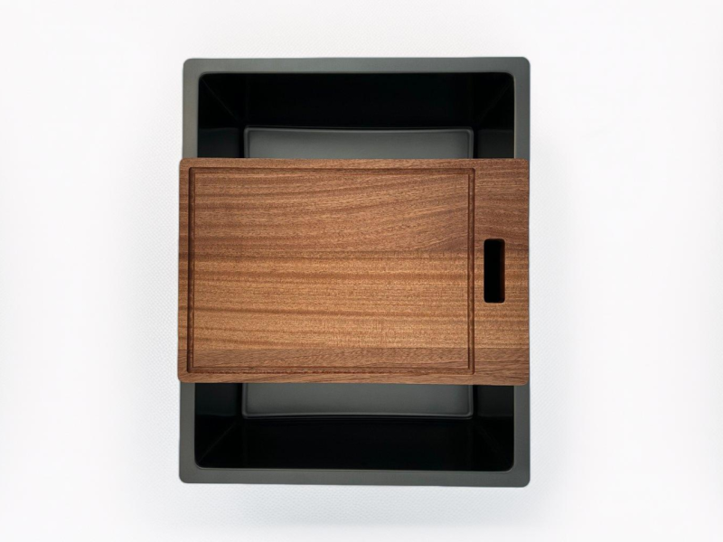 Fregadero Pure.Sink Prestige 50x40 cm PVD Gun Metal radio 10mm para instalación bajo encimera, a ras de encimera y sobre encimera PPG5040-61.