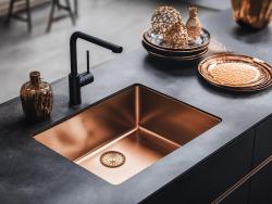 Fregadero Pure.Sink Prestige 50x40 cm PVD Cobre, radio de 10 mm, instalación bajo encimera, a ras y sobre encimera PPG5040-62.