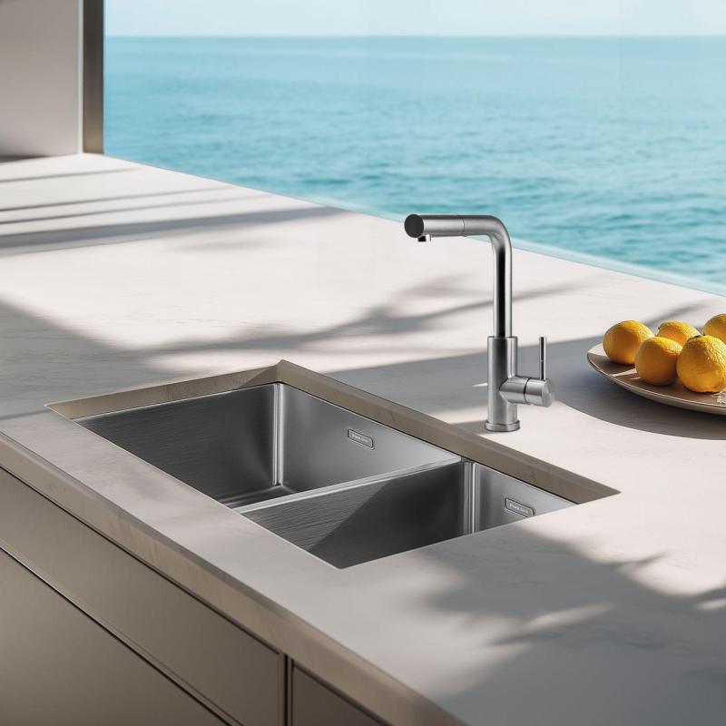 Grifo de cocina Pure.Sink Elite Steel Spark-S de acero inoxidable con caño extraíble PS8041-02
