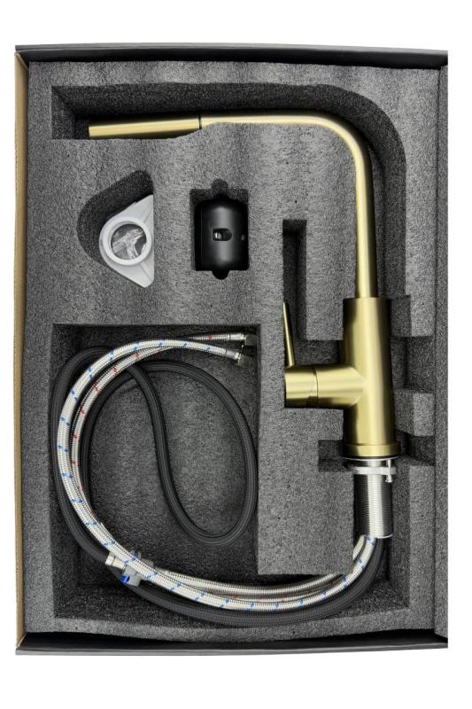 Grifo de cocina Pure.Sink Elite Steel Spark-S PVD en oro cepillado con caño extraíble PS8041-60
