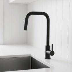 Grifo de cocina Pure.Sink Elite Steel Crystal-S en negro mate con caño extraíble PS8050-10.