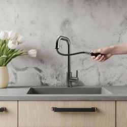 Grifo de cocina Pure.Sink Elite Steel Crystal-S PVD Gun metal con caño extraíble PS8050-61