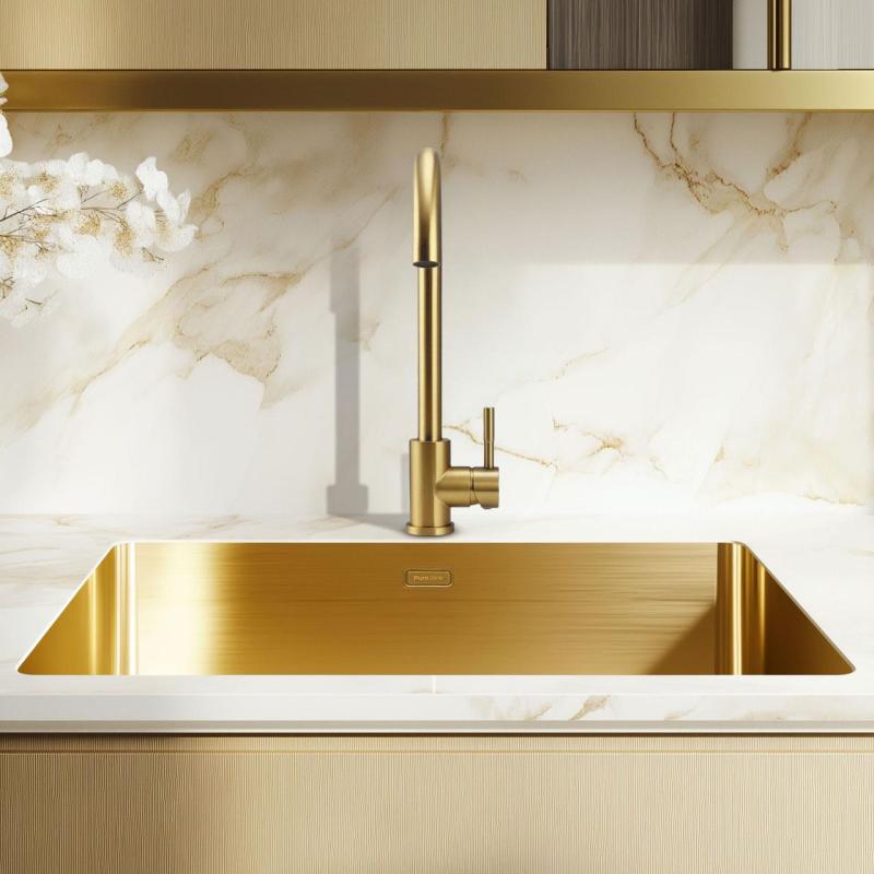 Grifo de cocina Pure.Sink Elite Steel Stream PVD en oro cepillado PS8044-60.