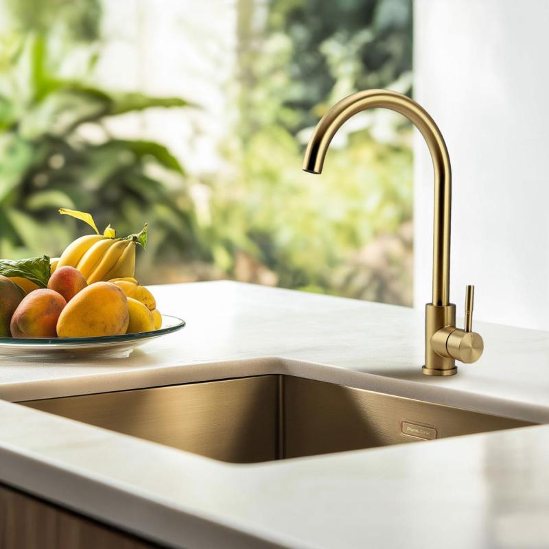 Grifo de cocina Pure.Sink Elite Steel Stream PVD en oro cepillado PS8044-60.