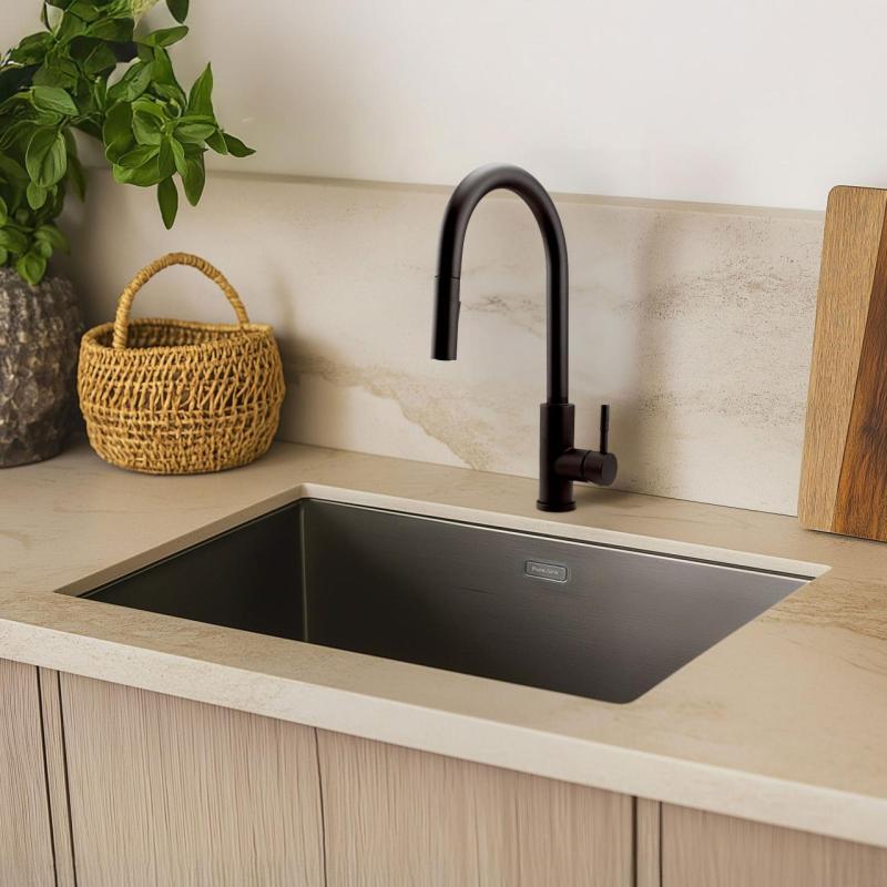 Grifo de cocina Pure.Sink Elite Steel Stream-S Negro Mate con caño extraíble PS8045-10