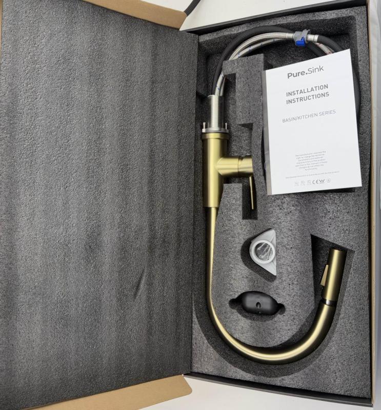 Grifo de cocina Pure.Sink Elite Steel Stream-S en acero PVD dorado cepillado con caño extraíble PS8045-60