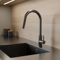 Grifo de cocina Pure.Sink Elite Steel Stream-S en PVD Gun Metal con caño extraíble PS8045-61
