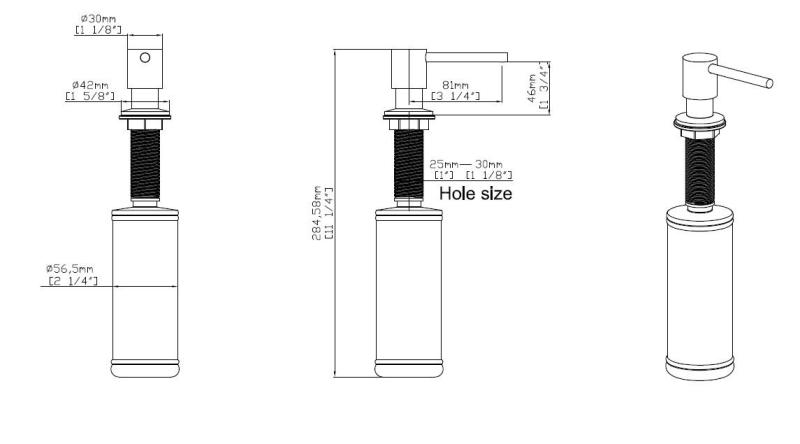 Dispensador de jabón empotrado Pure.Sink Elite Steel Shine, acero inoxidable rellenable desde arriba PS9010-02.