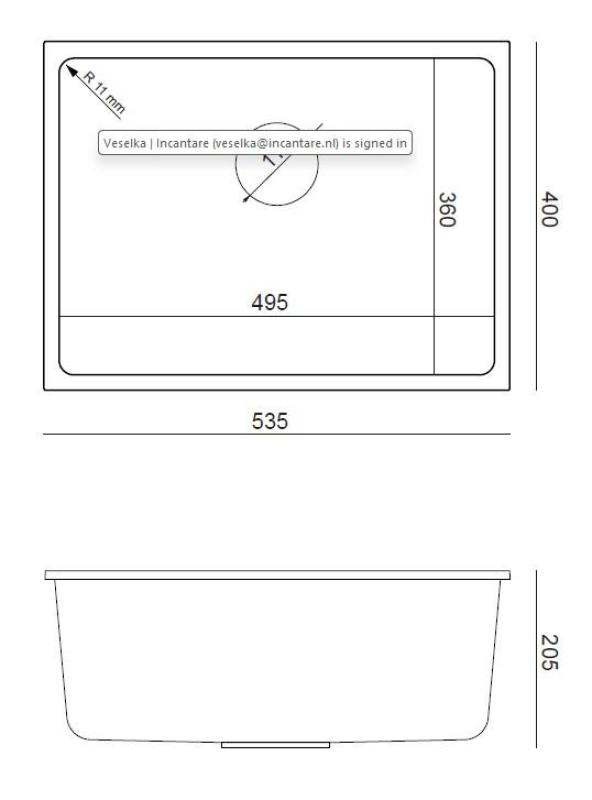 Quadri Elston Fregadero de Empotrar de Granito Antracita 495x360mm con Tapón de Acero Inoxidable 1208967659