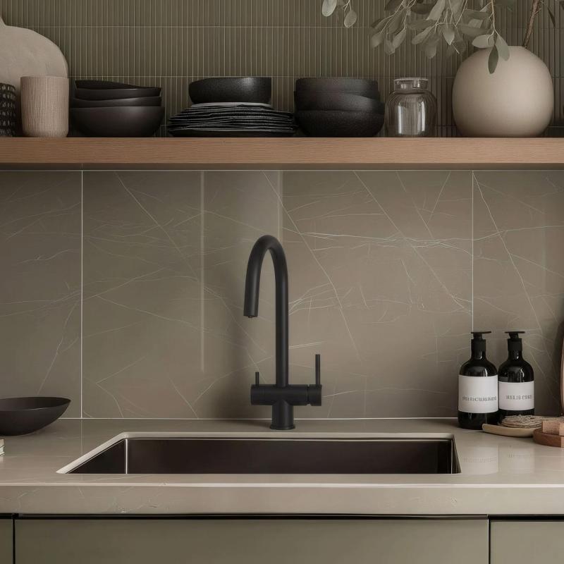 Quadri Leichester Grifo de Cocina de Negro de 3 vías con una conexión adicional para agua filtrada 1208967671