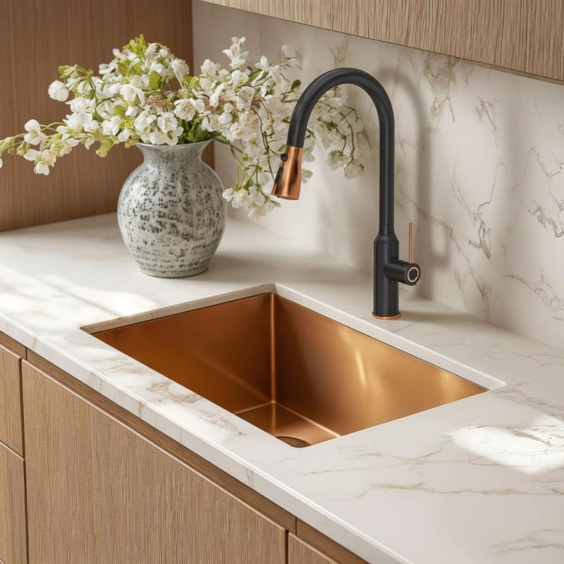 Quadri Stamford Grifo de Cocina Negro con Acabado de Cobre PVD con Caño Extraíble y Modo de Rociado 1208967695