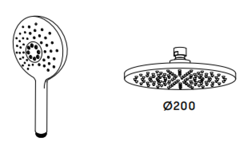 Waterevolution Flow combinación de ducha termostática con ducha de lluvia de acero inoxidable 200 mm redonda T141TNRIE