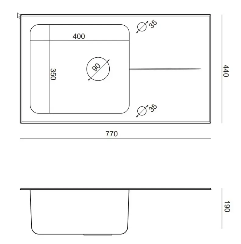 Quadri Glazz Set con Grifo de Cocina y Fregadero de Acero Inoxidable con Escurridor de Vidrio Negro - 77x44cm Reversible - 1208967734