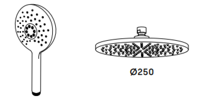 Revolución del agua Flow combinación de ducha termostática con ducha de lluvia negro mate 250mm redondo T141TNR25PR