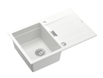 Quadri Minton Fregadero de Encimera de Granito Blanco 76x50cm con Escurridor Reversible y Tapón de Acero Inoxidable - 1208967747
