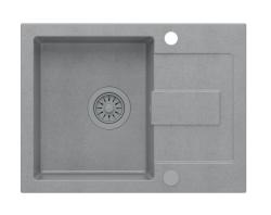 Quadri Sutton Fregadero de Montaje en Encimera de Granito Gris 60x45cm con Escurridor, Reversible con Tapa Gris - 1208967750