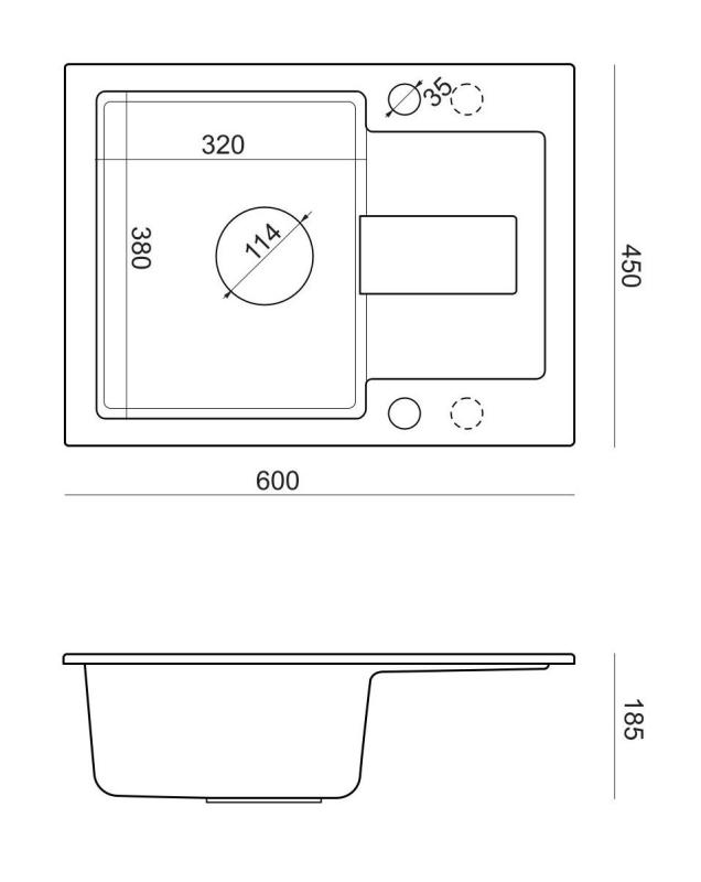 Quadri Sutton Beige Arena Fregadero de Granito de Sobreponer 60x45cm con Escurridor, Reversible con Tapón Beige - 1208967751