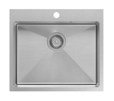Aquadesign Clara Fregadero de Acero Inoxidable 55x48cm Montaje sobre Encimera o Enrasado con Área para Grifería y Tapón de Acero Inoxidable - 1208967756
