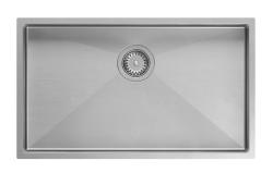 Aquadesign Zara Fregadero de Acero Inoxidable 74x44cm, Montaje Inferior, Montaje Plano y Montaje Superior con Tapón de Acero Inoxidable - 1208967758