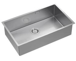 Aquadesign Zara Fregadero de Acero Inoxidable 74x44cm, Montaje Inferior, Montaje Plano y Montaje Superior con Tapón de Acero Inoxidable - 1208967758