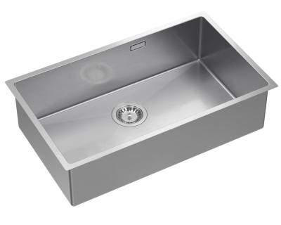 Aquadesign Zara Fregadero de Acero Inoxidable 74x44cm, Montaje Inferior, Montaje Plano y Montaje Superior con Tapón de Acero Inoxidable - 1208967758