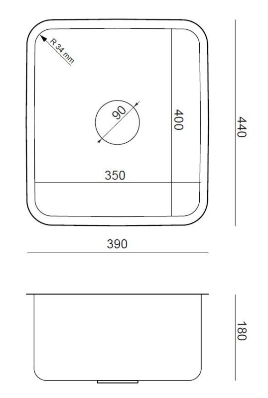 Aquadesign Oxford Fregadero de Acero Inoxidable 35x40cm Bajo Encimera con Tapón de Acero Inoxidable - 1208967761