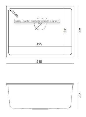 Quadri Elston Fregadero Bajo Encimera de Granito Gris 495x360mm con Tapón de Acero Inoxidable 1208967773