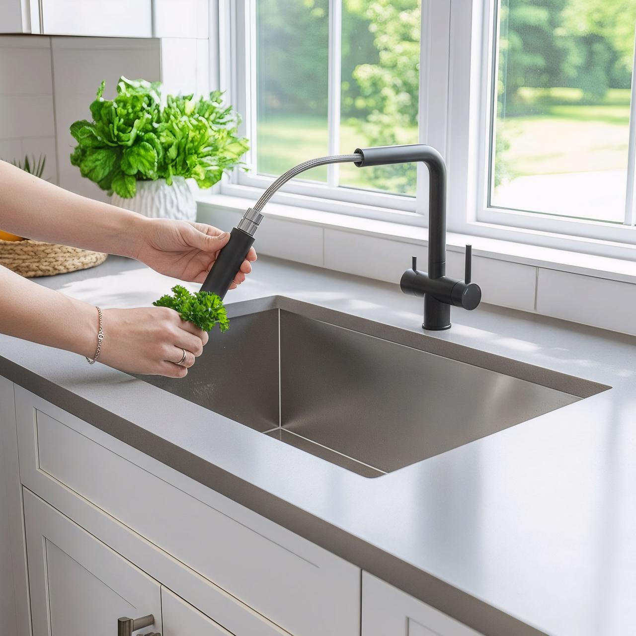 Quadri Ellesmere Grifo de Cocina Negro de 3 vías con una conexión adicional para agua filtrada 1208967780